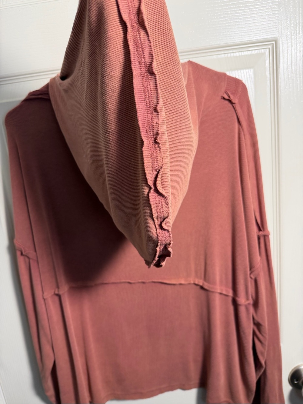 Women’s POL Long Sleeve Hooded Henley in a Rust/Brown color, size Medium - Picture 6 of 7